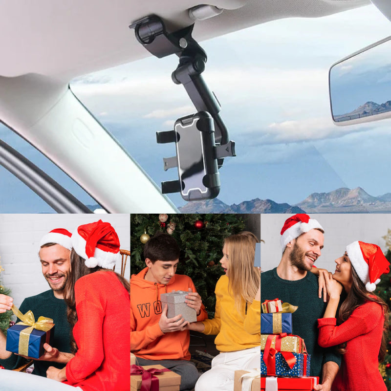 Auton kojelaudan musta säädettävä puhelinpidike, tukeva pito ja 360° kierto, sopii useimpiin älypuhelimiin.