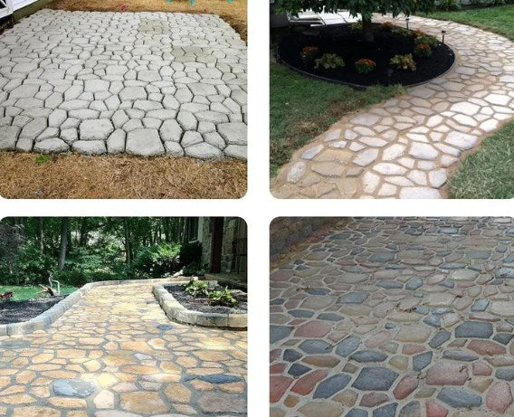 "Helppokäyttöinen puutarhapolun muotti, musta, 35x35 cm, täydellinen muotoilemaan polkuja puutarhaan tai patioille."