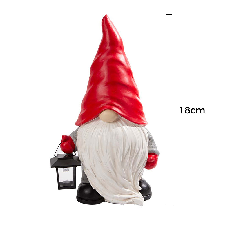 "Lumiukko ja lyhty - Jouluvalokoriste, veistetty puultä näyttävä hartsi, LED-valo, punainen huivi, joulutähti."