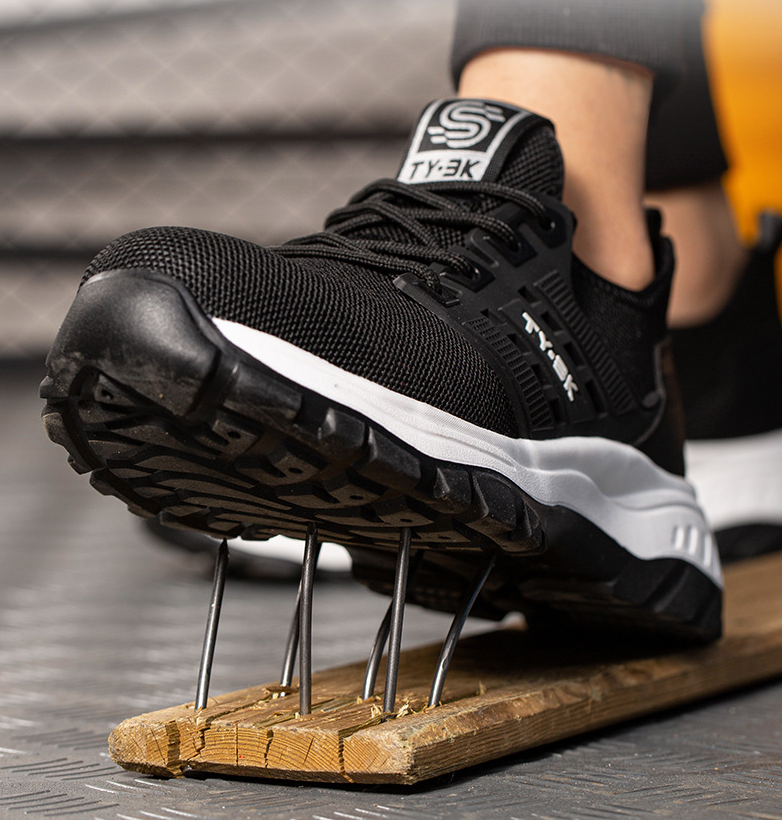 Miesten ergonomiset työ- ja turvakengät, mustat, liukumattomat pohjat, vahvistettu rakenne, mukavuus pitkäkestoiseen käyttöön