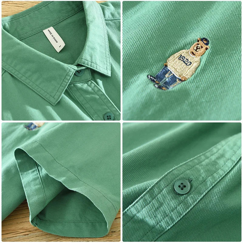 Miesten rento lyhythihainen puuvillapaita sarjakuvakuviolla, sininen paita; kesäinen, mukava ja tyylikäs.