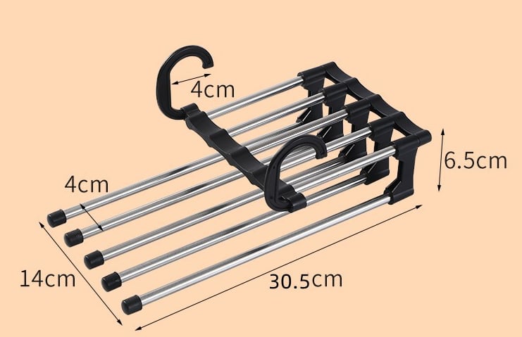 Monikäyttöinen kokoontaitettava ripustin järjestäjä, säästää tilaa ja pitää vaatteet siistinä vaatekaapissa.