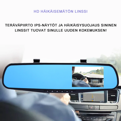 "1080P Full HD ajotallennin kosketusnäytöllä, laajakulmakamera edessä ja takana, tyylikäs musta muotoilu."