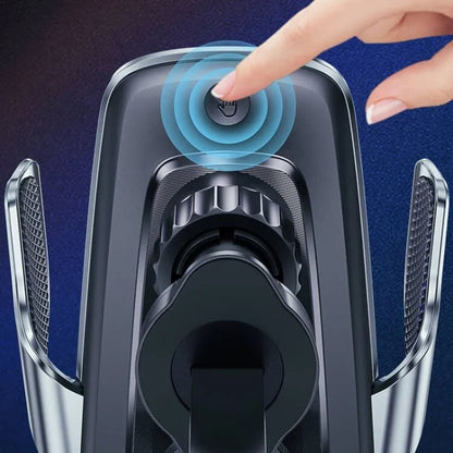 "15W langaton auton puhelinteline infrapuna-antureilla, hopea väri; 360 asteen kääntö, edullinen pikalataus."