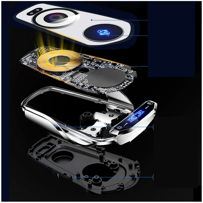 "15W langaton auton puhelinteline infrapuna-antureilla, hopea väri; 360 asteen kääntö, edullinen pikalataus."