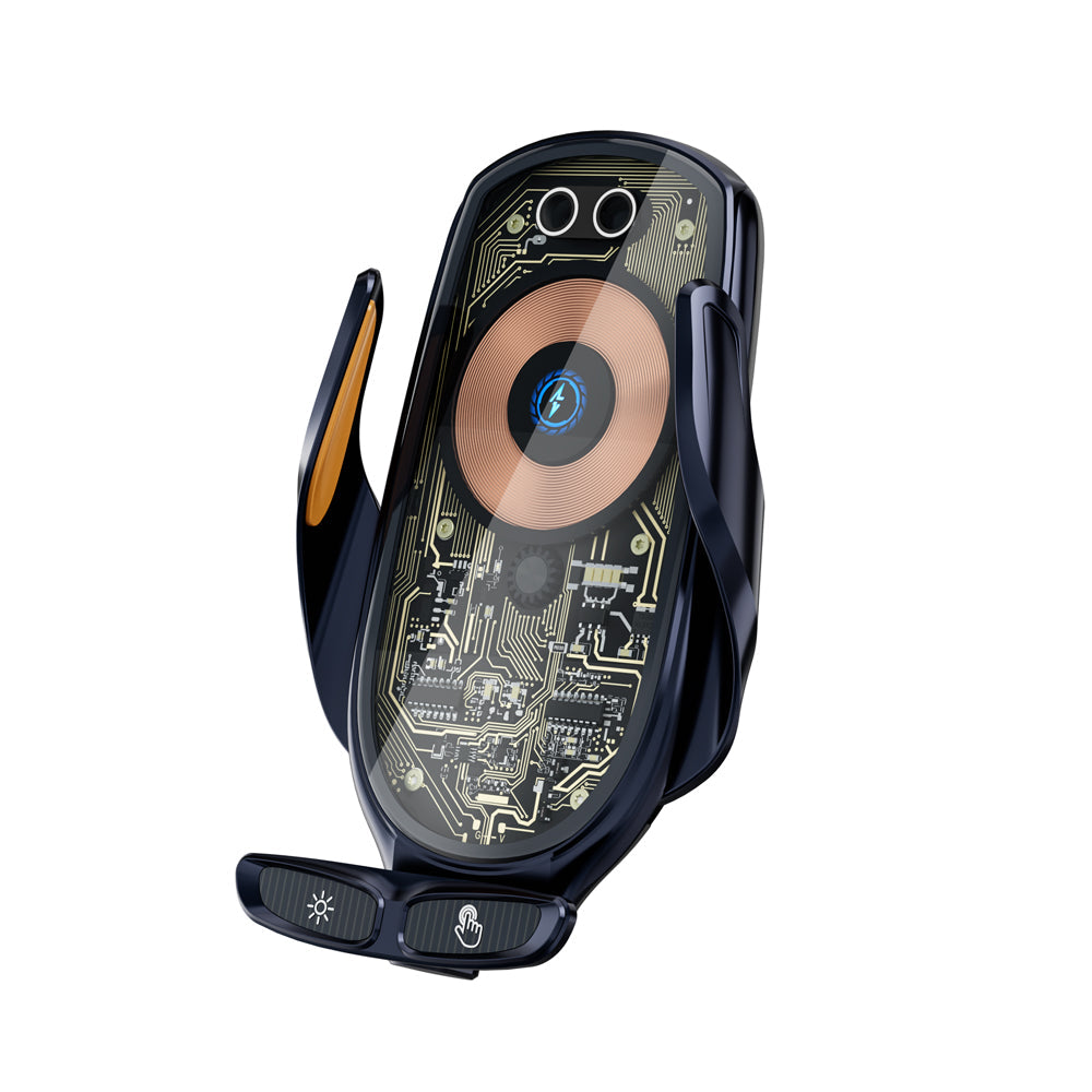 "15W langaton auton puhelinteline infrapuna-antureilla, hopea väri; 360 asteen kääntö, edullinen pikalataus."