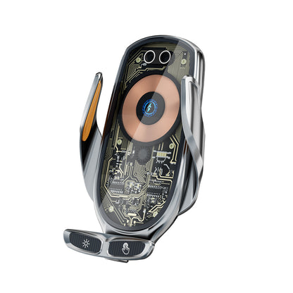 "15W langaton auton puhelinteline infrapuna-antureilla, hopea väri; 360 asteen kääntö, edullinen pikalataus."