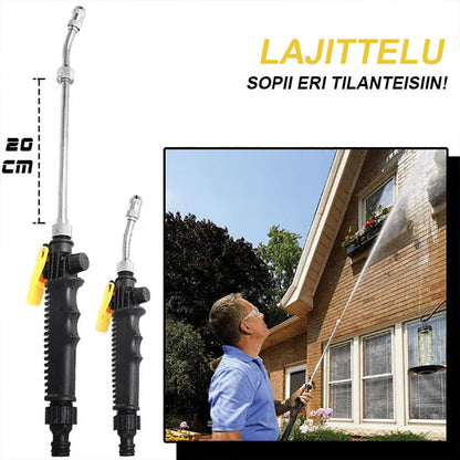 "2-in-1 korkeapainepesuri, pitkä suutin, musta kahva, tehokkaaseen auton, puutarhan ja kodin puhdistukseen"