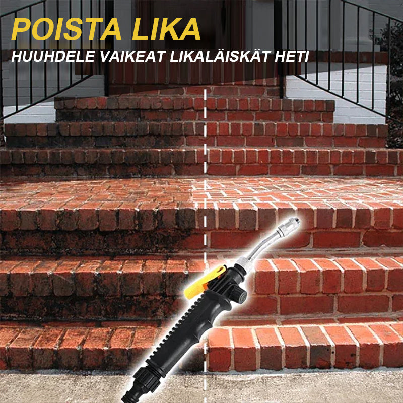 "2-in-1 korkeapainepesuri, pitkä suutin, musta kahva, tehokkaaseen auton, puutarhan ja kodin puhdistukseen"