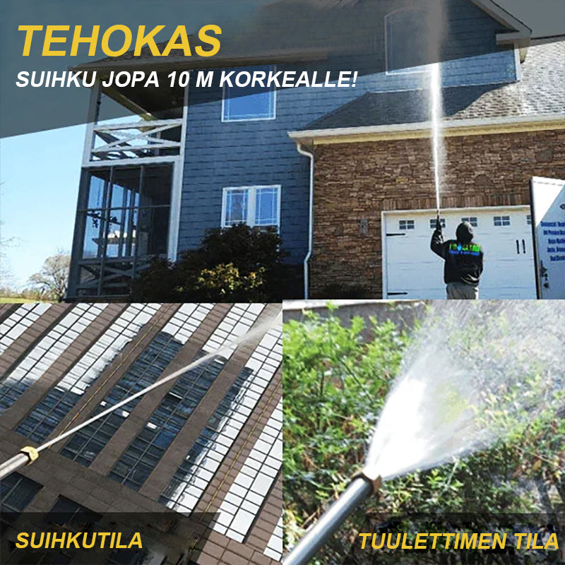 "2-in-1 korkeapainepesuri, pitkä suutin, musta kahva, tehokkaaseen auton, puutarhan ja kodin puhdistukseen"