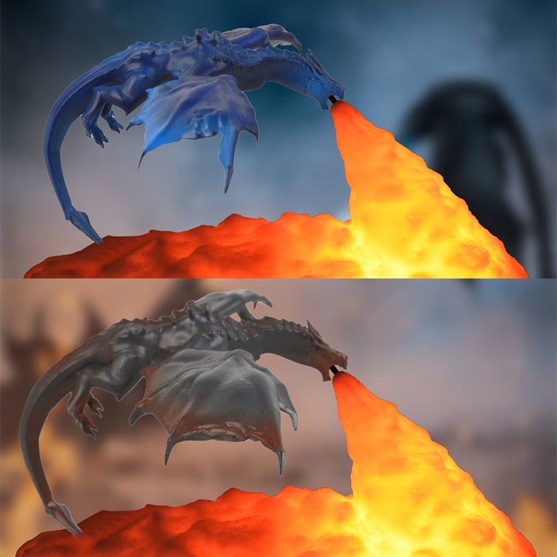 "3D LED lohikäärme-yölamppu, USB ladattava akku, PLA-materiaali, värivaihtoehdot, lohikäärme hengittää valoa"