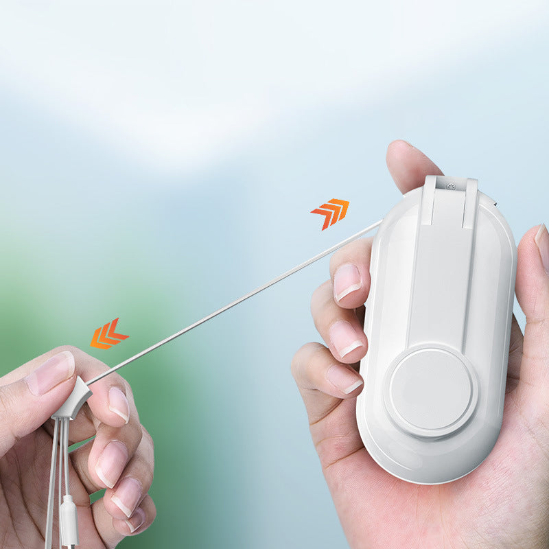 "3-in-1 matkailijan puhelinlaturi, kompakti ja kevyt, musta, punainen ja valkoinen, matkustamiseen ja nopeaan lataukseen."