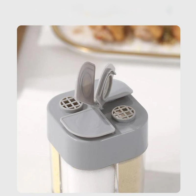 "4-in-1 maustepurkki, neljä lokeroa, läpinäkyvä; keittiöön ja BBQ-käyttöön; kompakti, kätevä säilytysratkaisu"