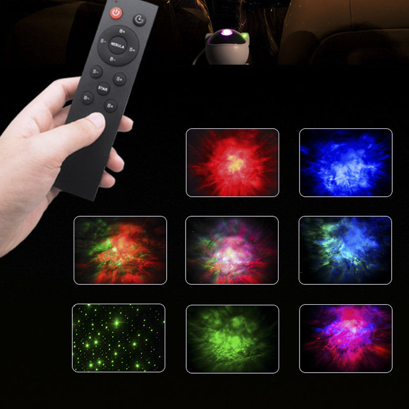 Astronautin muotoinen LED-yövalo tähtiprojektorilla aikuisille, säädettävä kirkkaus ja pyörivä tähtitaivas.