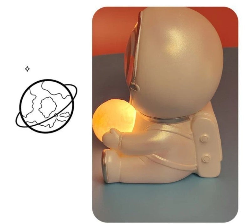 "Astronautti LED-yövalo, hartsi, eläinhahmot kissa, koira, karhu avaruusteemalla, lapsille kodin koristevalaisin."