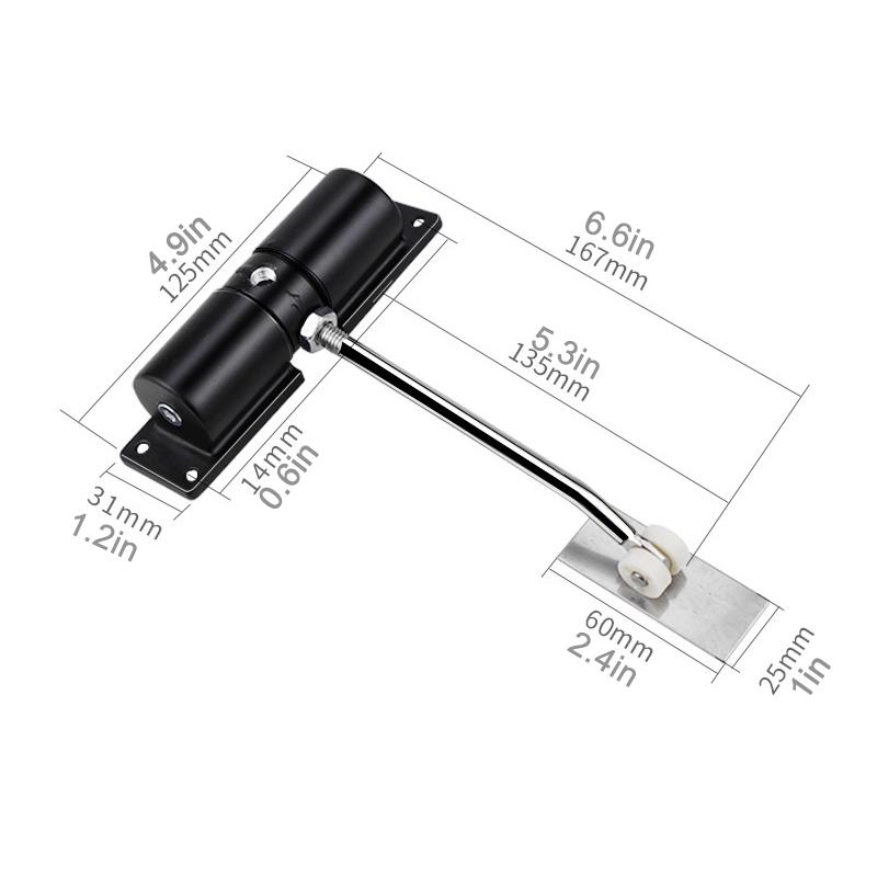 Automaattinen jousisuljin kodin oville, valkoinen tai musta, tyylikäs ruostumaton teräs, hiljainen toiminta.