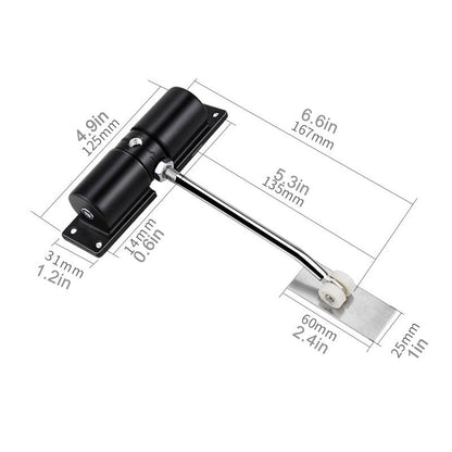 Automaattinen jousisuljin kodin oville, valkoinen tai musta, tyylikäs ruostumaton teräs, hiljainen toiminta.