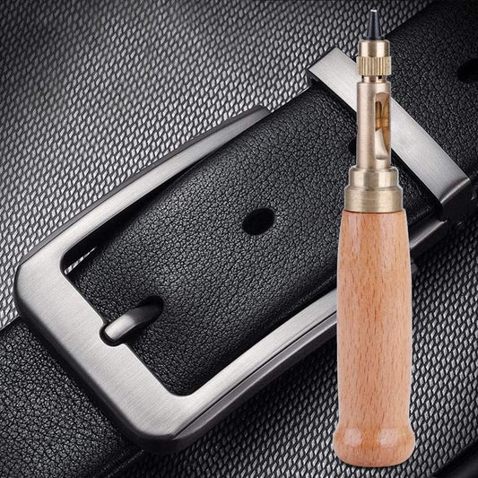 "Automaattinen reikäpistooli puukahvalla, kestävä, monikokoinen, sopii nahkatöihin ja paperille, käsityötyökalut."