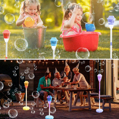Automaattinen saippuakuplalamppu, värikkäät saippuakuplat, musiikkia ja valoja, puutarha, ulkokäyttöön, vuotosuojattu rakenne