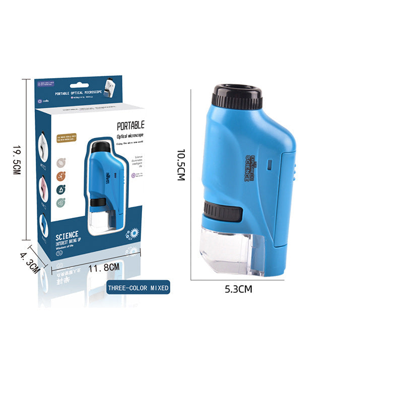 Kannettava lasten mikroskooppi 60-120x zoomilla, kirkkaat värit, moderni muotoilu, LED-valaisin tutkimista varten.