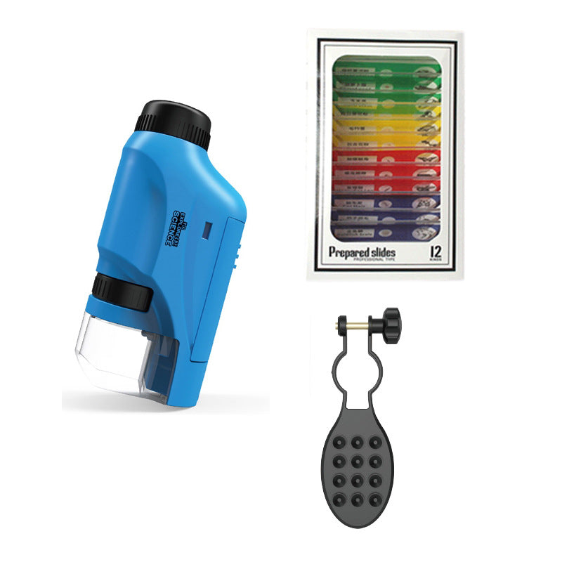 Kannettava lasten mikroskooppi 60-120x zoomilla, kirkkaat värit, moderni muotoilu, LED-valaisin tutkimista varten.