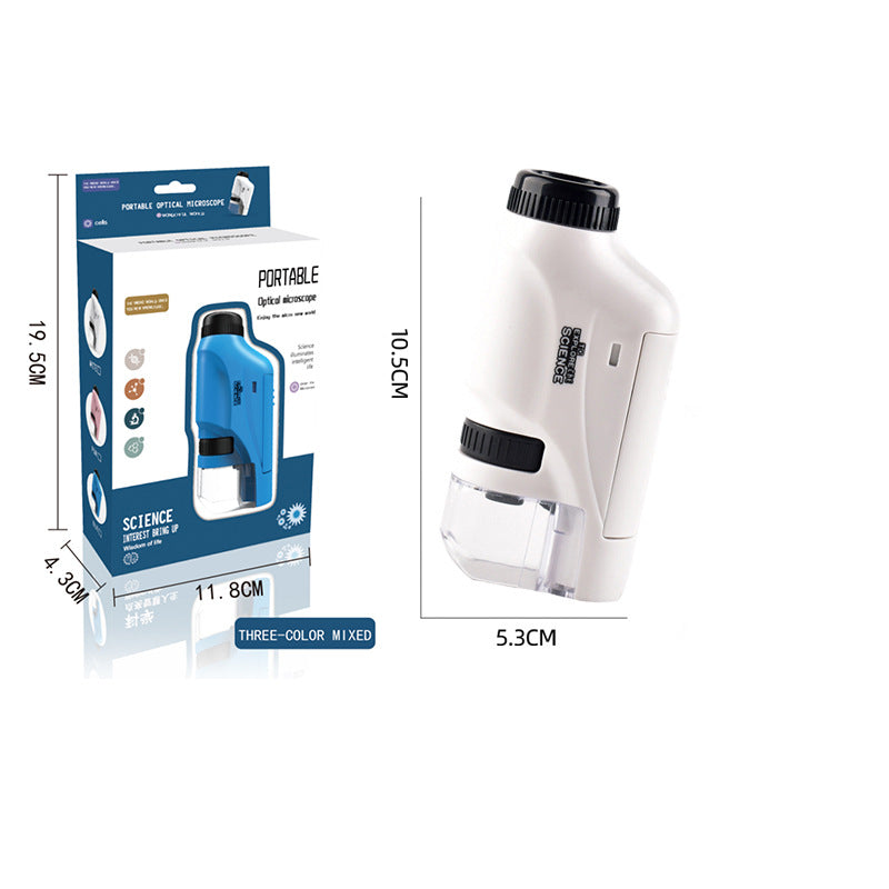 Kannettava lasten mikroskooppi 60-120x zoomilla, kirkkaat värit, moderni muotoilu, LED-valaisin tutkimista varten.