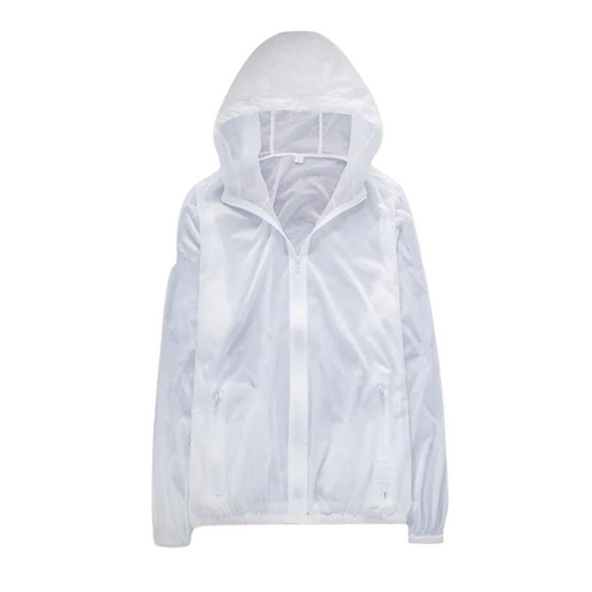 "Kevyt unisex aurinkosuoja huppari, yksivärinen ja hengittävä materiaali, vetoketjukiinnitys, kiinteä huppu"