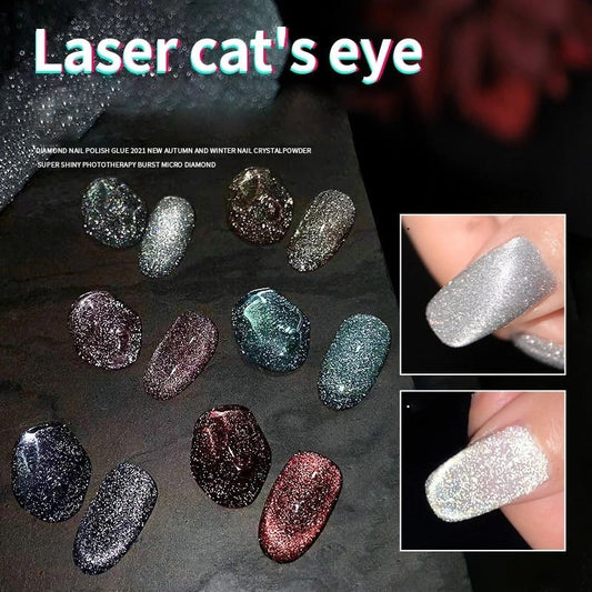 "Kimalteleva laser kissansilmä kynsilakka tuubissa, intensiivinen bling-bling efekti, loistaa UV/LED-valossa"