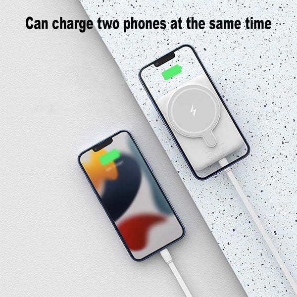 "Magneettinen unisex tehopankki, taitettava jalusta, langaton lataus, musta/sininen/valkoinen, kevyt ja kompakti"