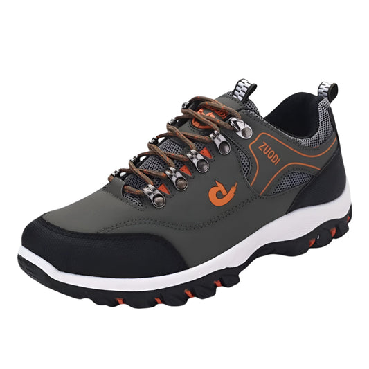 "Miesten hengittävät vaelluskengät, kestävä keinonahka, klassinen nauhoitus, joustava pohja, moderni ulkonäkö."