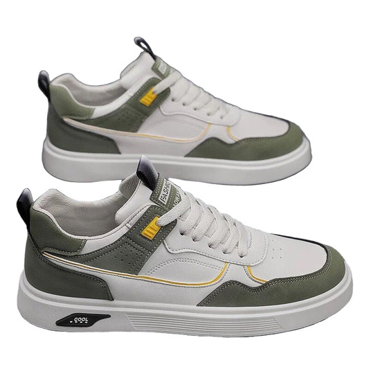 Miesten tyylikkäät lenkkarit synteettisellä nahalla, pyöreä varvas, matala kantapää, moderniin pukeutumiseen sopivat.