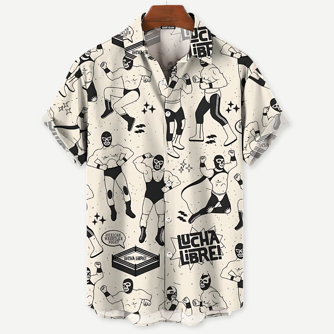 "Miesten värikäs luchador T-paita, rento tyyli, kirkkaat värit, kevyt ja hengittävä materiaali, kesäpäiville."