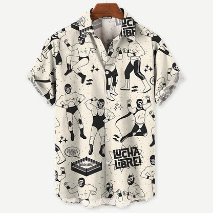 "Miesten värikäs luchador T-paita, rento tyyli, kirkkaat värit, kevyt ja hengittävä materiaali, kesäpäiville."