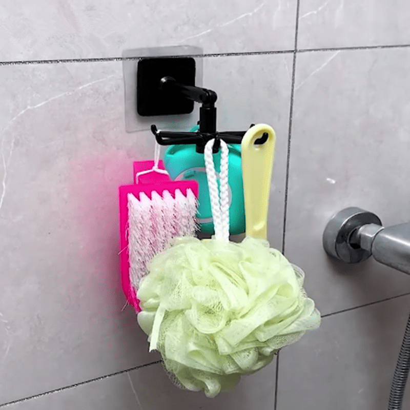 "Monikäyttöinen 360° pyörivä taittuva koukku, musta ABS, järjestää keittiön tai kodin sisustusta tyylikkäästi."