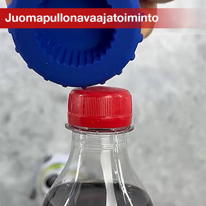"Monikäyttöinen 3-in-1 pullonavaaja ruostumattomasta teräksestä, kompakti ja tyylikäs, eri värivaihtoehdot."
