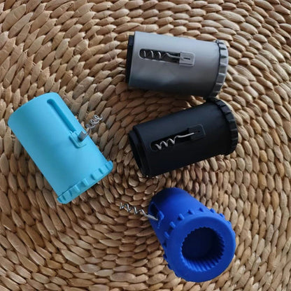 "Monikäyttöinen 3-in-1 pullonavaaja ruostumattomasta teräksestä, kompakti ja tyylikäs, eri värivaihtoehdot."