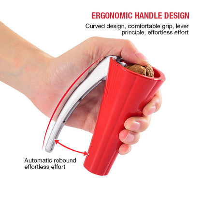 Monikäyttöinen alumiininen pähkinänkuorimalaite, ergonominen muotoilu, helppokäyttöinen keittiöväline, sopii eri pähkinöille.