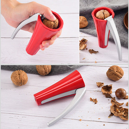 Monikäyttöinen alumiininen pähkinänkuorimalaite, ergonominen muotoilu, helppokäyttöinen keittiöväline, sopii eri pähkinöille.