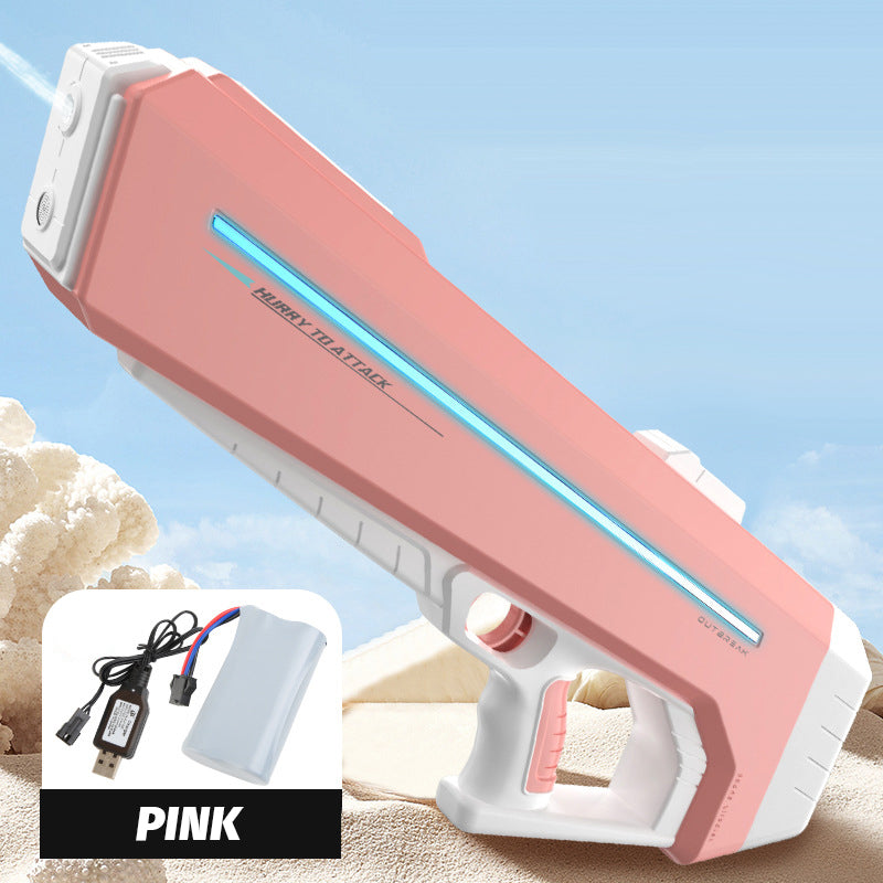 Monivärinen sähköinen vesiase 1000ml, kirkkaat valot, 12m kantama, harmaa, sininen, vaaleanpunainen, valkoinen.