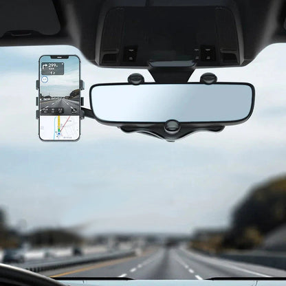 Musta 360° kääntyvä auton puhelinteline, yksi käsi käyttö, tyylikäs muotoilu, PP-materiaali, auton lisävaruste.