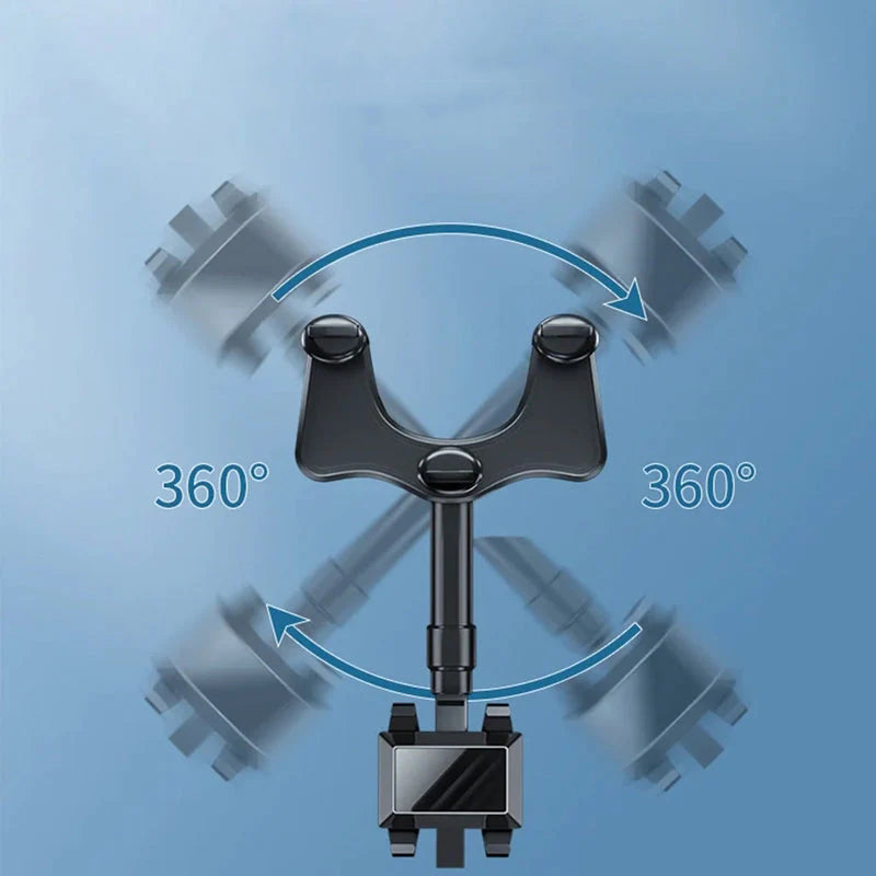 Musta 360° kääntyvä auton puhelinteline, yksi käsi käyttö, tyylikäs muotoilu, PP-materiaali, auton lisävaruste.