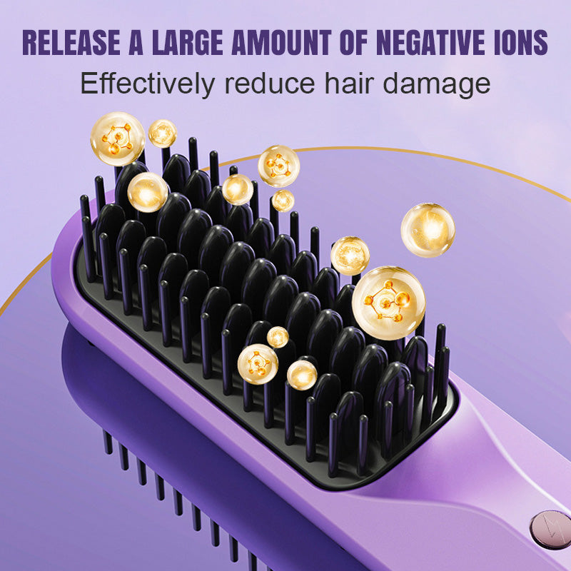 "Naisten violetti hiusten suoristusrauta kampa, sileät harjakset, 3D-muotoilu, tehokas hiustenmuotoilu kaikille hiustyypeille