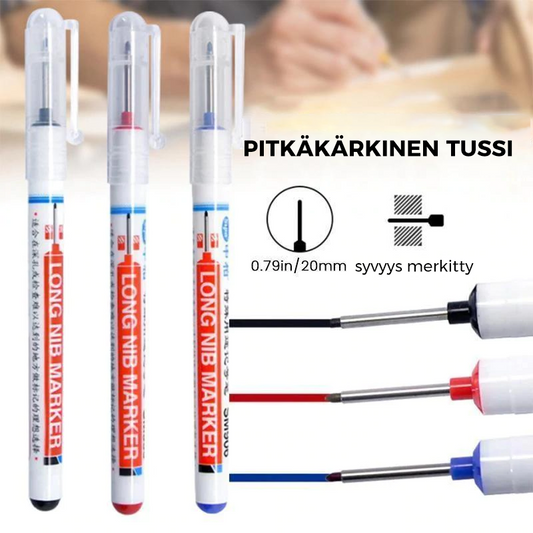Pitkäkärkinen vedenkestävä monitoimitussi, ammattilaisille, tarkkaan merkintään vaikeissa paikoissa, punainen kärki.