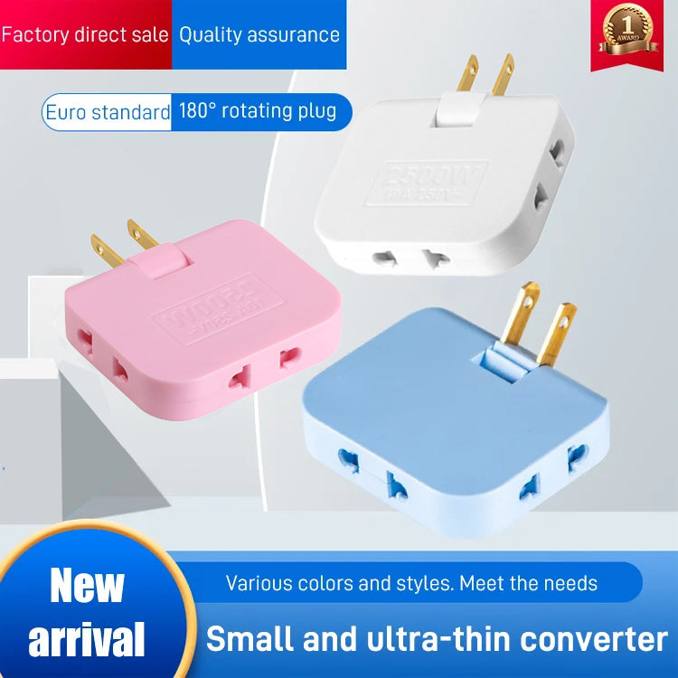 "Tilaa säästävä taittuva pistorasia, 180° kääntyvä, monipuoliset värivaihtoehdot, moderniin sisustukseen sopiva."