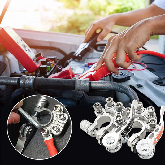 "Tinatut messinkiset akkukengät pikakiinnityksellä, estävät korroosiota, sopivat veneisiin ja perävaunuihin."