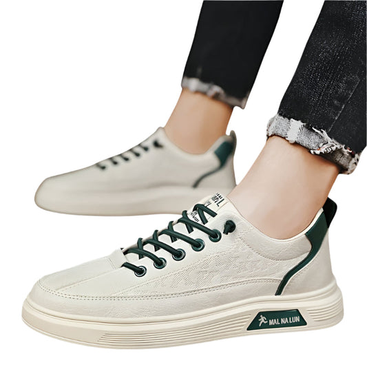 "Tyylikkäät miesten urheilukengät alhaalla leikkauksella, moderni muotoilu, beige vihreä väri, mukava ja kestävä PVC-pohja."