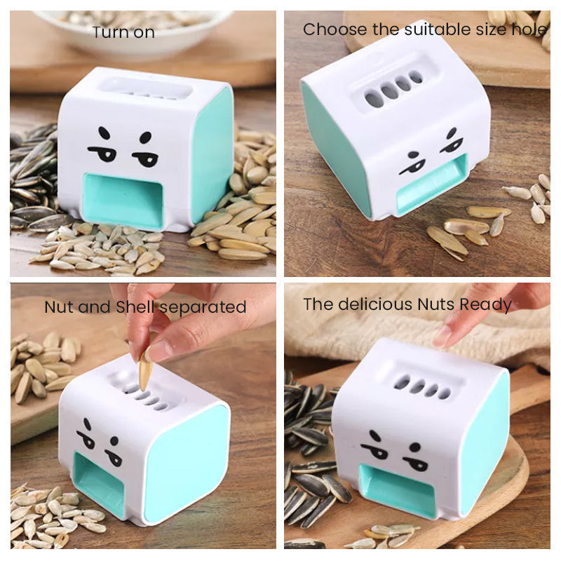 Tyylikäs auringonkukansiementen kuorija moderniin keittiöön, saatavilla vaaleanpunaisena ja valkoisena. Helppo ja turvallinen