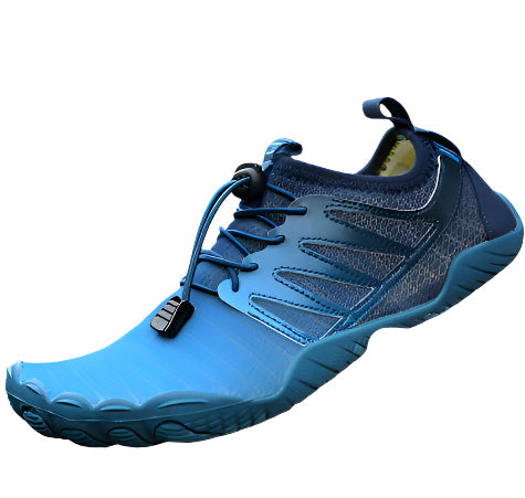 "Unisex minimalistiset urheilukengät, kevyt hengittävä materiaali ja ergonominen muotoilu, edestä kuvattuna."