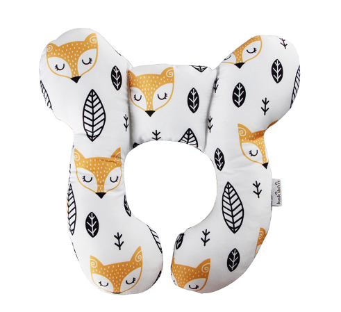 "Vauvan ergonominen tukityyny pehmeällä materiaalilla ja söpöillä kuoseilla elefantti, kettu ja yksisarvinen."