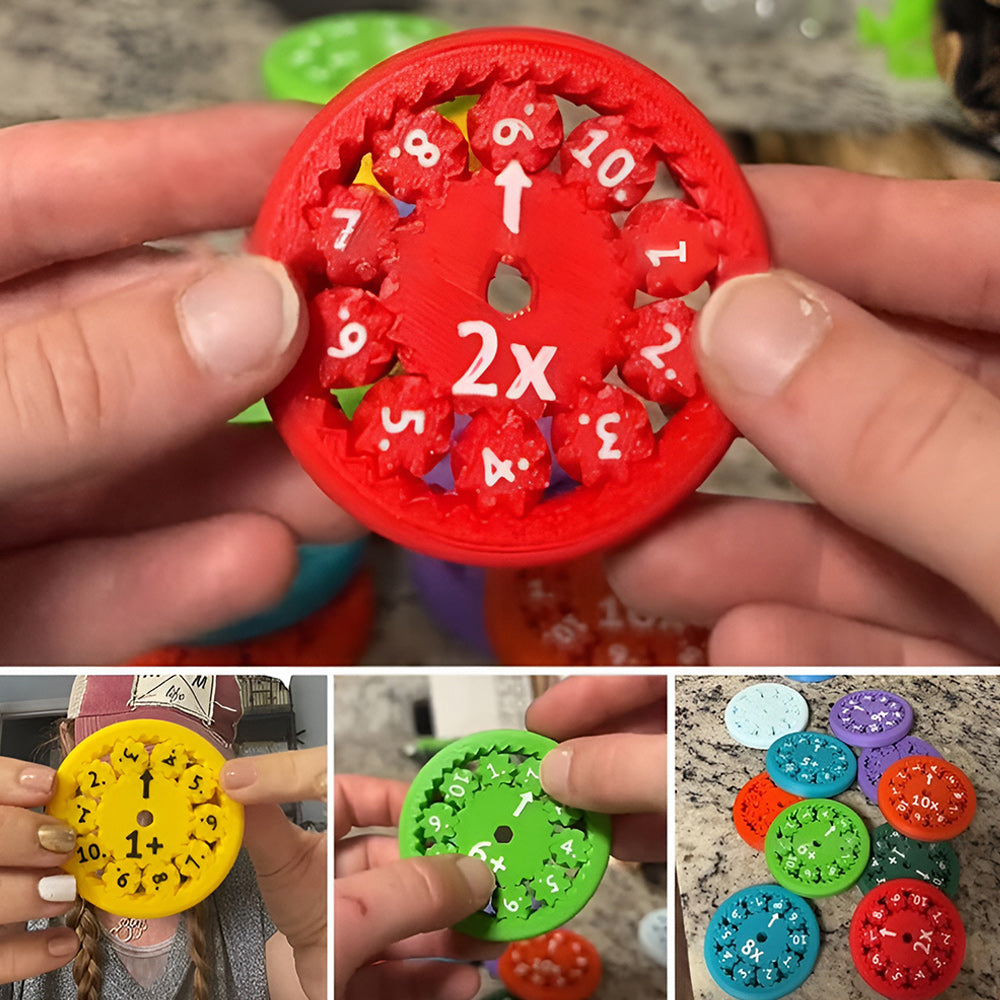 "Värikkäät matematiikka sormihyrrät lapsille, kirkkaat värit, kompakti 5.5 cm koko, kestävä muovimateriaali."